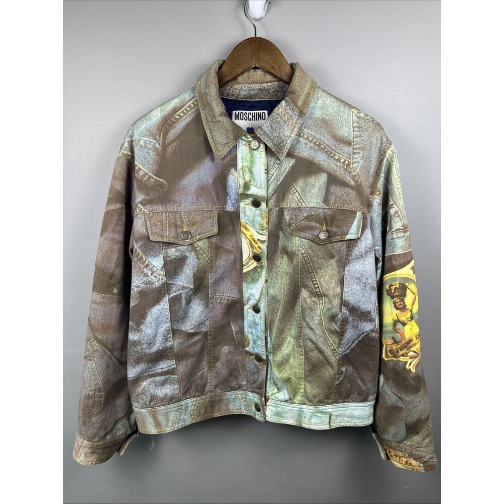 Moschino Jeans Vintage 90s Women's Bomber Jacket Size 14 Cotton